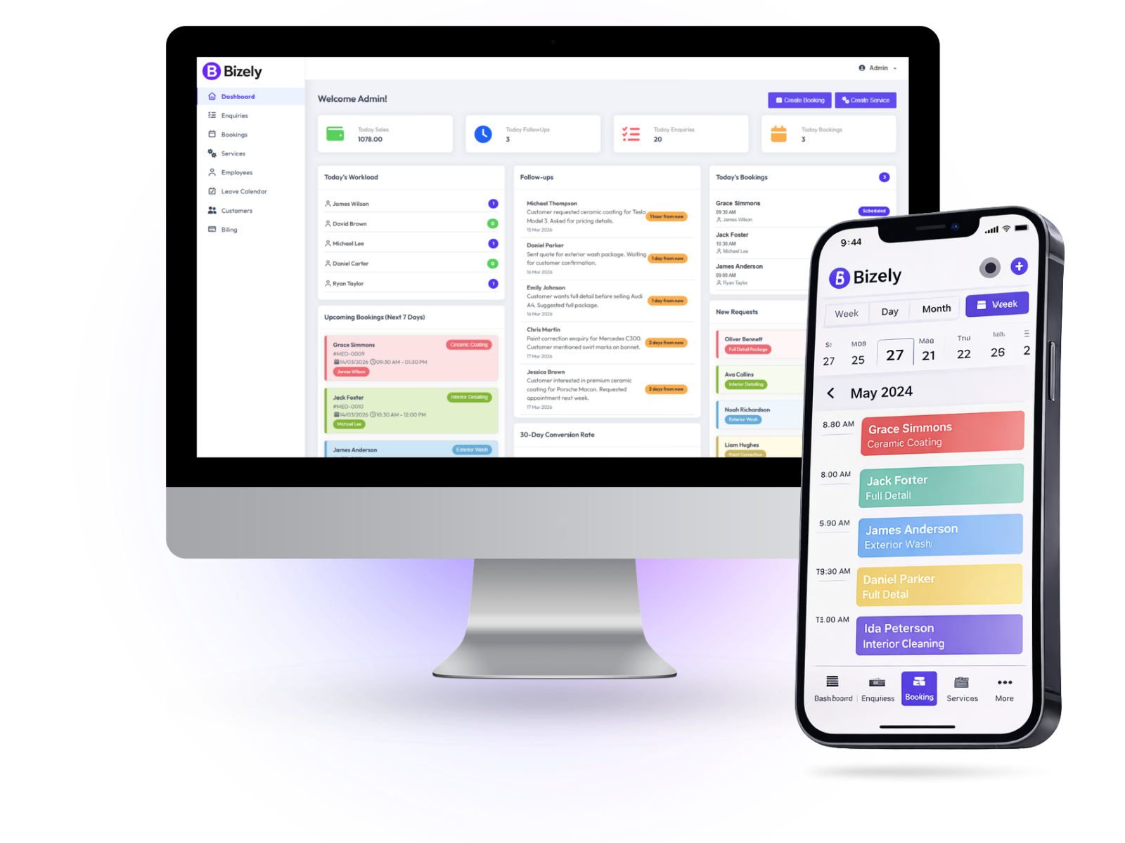 Custom CRM dashboard for tint & wrap business